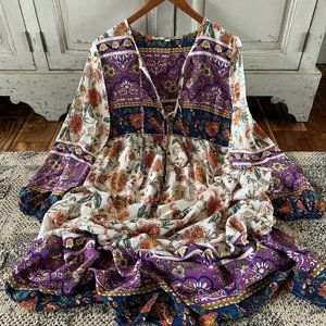 New Boho Floral Midi Maxi Bohemian Dress